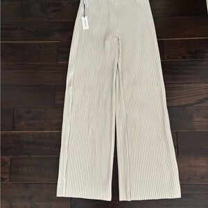 Cream Ribbed Wide-Leg Pants Artizia